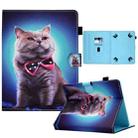 For 7 inch Tablet Sewing Pen Slot Leather Tablet Case(Bow Tie Cat) - 1