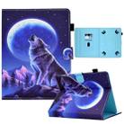 For 10 inch Tablet Sewing Pen Slot Leather Tablet Case(Night Wolf) - 1