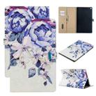 For Amazon Kindle Fire HD 10 2017 Colored Drawing Pattern Horizontal Flip Leather Case with Holder & Card Slots & Wallet(Blue Flower) - 1