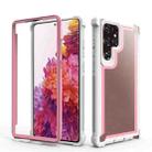 For Samsung Galaxy S22 Ultra 5G Double-Sided Full Coverage TPU + Acrylic Phone Case(Pink+White) - 1