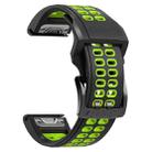 For Garmin Fenix 7 22mm  Dual Row Holes Two-color Silicone Watch Band(Black Lime Green) - 1