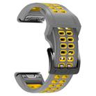 For Garmin Fenix 7 22mm  Dual Row Holes Two-color Silicone Watch Band(Grey Yellow) - 1