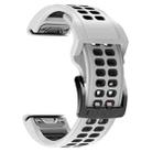 For Garmin Fenix 7 26mm Dual Row Holes Two-color Silicone Watch Band(White Black) - 1