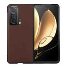 For Honor Magic V Accurate Hole Genuine Leather Shockproof Phone Case(Brown) - 1