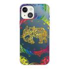 For iPhone 13 mini Gradient Lace Transparent TPU Phone Case (Gold Elephant) - 1