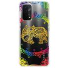 For OPPO A54 5G / A74 5G / A93 5G Gradient Lace Transparent TPU Phone Case(Gold Elephant) - 1