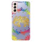 For Samsung Galaxy S22 5G Gradient Lace Transparent TPU Phone Case(Gold Elephant) - 1