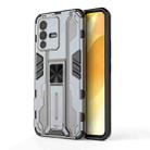 For vivo S12 Supersonic PC + TPU Shock-proof Phone Case with Holder(Grey) - 1