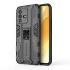 For vivo S12 Supersonic PC + TPU Shock-proof Phone Case with Holder(Black) - 1