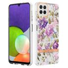 For Samsung Galaxy A22 4G EU Version / M32 International Version Flowers and Plants Series IMD TPU Phone Case(Purple Peony) - 1