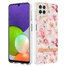 For Samsung Galaxy A22 4G EU Version / M32 International Version Flowers and Plants Series IMD TPU Phone Case(Pink Gardenia) - 1