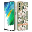 For Samsung Galaxy S21 FE 5G Flowers and Plants Series IMD TPU Phone Case(Green Gardenia) - 1
