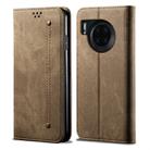 For Huawei Mate 30 Denim Texture Casual Style Horizontal Flip Leather Case with Holder & Card Slots & Wallet(Khaki) - 1