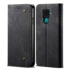 For Huawei Mate 30 Lite Denim Texture Casual Style Horizontal Flip Leather Case with Holder & Card Slots & Wallet(Black) - 1