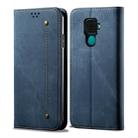 For Huawei Mate 30 Lite Denim Texture Casual Style Horizontal Flip Leather Case with Holder & Card Slots & Wallet(Blue) - 1