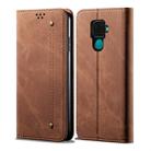 For Huawei Mate 30 Lite Denim Texture Casual Style Horizontal Flip Leather Case with Holder & Card Slots & Wallet(Brown) - 1