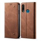 For Huawei P30 Lite Denim Texture Casual Style Horizontal Flip Leather Case with Holder & Card Slots & Wallet(Brown) - 1