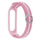 For Xiaomi Mi Band 6 / 5 Stripe Braided Watch Band(Pink White Pink) - 1
