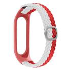 For Xiaomi Mi Band 6 / 5 Stripe Braided Watch Band(Red White) - 1