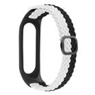 For Xiaomi Mi Band 4 / 3 Stripe Braided Watch Band(Black White) - 1