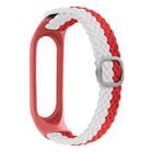 For Xiaomi Mi Band 4 / 3 Stripe Braided Watch Band(Red White) - 1