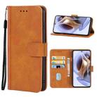 Leather Phone Case For Motorola Moto G22(Brown) - 1