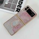 For Samsung Galaxy Z Flip3 5G Shinning Diamond Ring Holder Phone Case(Pink White) - 1