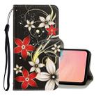 For Galaxy A51 3D Colored Drawing Horizontal Flip PU Leather Case with Holder & Card Slots & Wallet(Red Flower) - 1