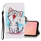 For Galaxy A71 3D Colored Drawing Horizontal Flip PU Leather Case with Holder & Card Slots & Wallet(Red Mouth Cat) - 1