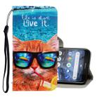 For Nokia 2.2 3D Colored Drawing Horizontal Flip PU Leather Case with Holder & Card Slots & Wallet(Underwater Cat) - 1