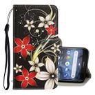 For Nokia 2.2 3D Colored Drawing Horizontal Flip PU Leather Case with Holder & Card Slots & Wallet(Red Flower) - 1