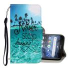 For Nokia 2.2 3D Colored Drawing Horizontal Flip PU Leather Case with Holder & Card Slots & Wallet(Blue Coconut Grove) - 1