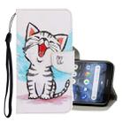 For Nokia 3.2 3D Colored Drawing Horizontal Flip PU Leather Case with Holder & Card Slots & Wallet(Red Mouth Cat) - 1