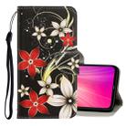 For Xiaomi Redmi Note 8T 3D Colored Drawing Horizontal Flip PU Leather Case with Holder & Card Slots & Wallet(Red Flower) - 1