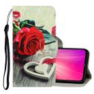 For Xiaomi Redmi Note 8T 3D Colored Drawing Horizontal Flip PU Leather Case with Holder & Card Slots & Wallet(Red Rose) - 1
