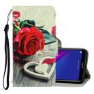 For Huawei Y5 2019 3D Colored Drawing Horizontal Flip PU Leather Case with Holder & Card Slots & Wallet(Red Rose) - 1