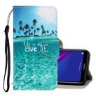 For Huawei Y5 2019 3D Colored Drawing Horizontal Flip PU Leather Case with Holder & Card Slots & Wallet(Coconut Tree) - 1