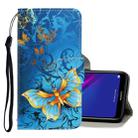 For Huawei Y6 2019 3D Colored Drawing Horizontal Flip PU Leather Case with Holder & Card Slots & Wallet(Jade Butterfly) - 1