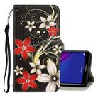 For Huawei Y6 2019 3D Colored Drawing Horizontal Flip PU Leather Case with Holder & Card Slots & Wallet(Red Flower) - 1