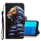 For Huawei Y9 2019 3D Colored Drawing Horizontal Flip PU Leather Case with Holder & Card Slots & Wallet(Down Jacket Cat) - 1