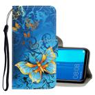 For Huawei Y9 2019 3D Colored Drawing Horizontal Flip PU Leather Case with Holder & Card Slots & Wallet(Jade Butterfly) - 1