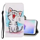 For Huawei Enjoy 7S 3D Colored Drawing Horizontal Flip PU Leather Case with Holder & Card Slots & Wallet(Red Mouth Cat) - 1