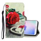 For Huawei Enjoy 7S 3D Colored Drawing Horizontal Flip PU Leather Case with Holder & Card Slots & Wallet(Red Rose) - 1