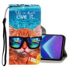 For Huawei Honor 8X 3D Colored Drawing Horizontal Flip PU Leather Case with Holder & Card Slots & Wallet(Underwater Cat) - 1