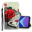 For Huawei Honor 8X 3D Colored Drawing Horizontal Flip PU Leather Case with Holder & Card Slots & Wallet(Red Rose) - 1