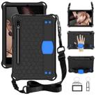 For Samsung Galaxy Tab S8 / Tab S7 Honeycomb Design EVA + PC Tablet Case with Strap(Black+Blue) - 1