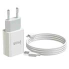 IVON AD-33 2 in 1 2.1A Single USB Port Travel Charger + 1m USB to 8 Pin Data Cable Set, EU Plug(White) - 1