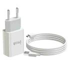 IVON AD-33 2 in 1 2.1A Single USB Port Travel Charger + 1m USB to Micro USB Data Cable Set, EU Plug(White) - 1