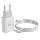 IVON AD-33 2 in 1 2.1A Single USB Port Travel Charger + 1m USB to USB-C / Type-C Data Cable Set, EU Plug(White) - 1