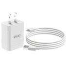 IVON AD-33 2 in 1 2.1A Single USB Port Travel Charger + 1m USB to USB-C / Type-C Data Cable Set, US Plug(White) - 1